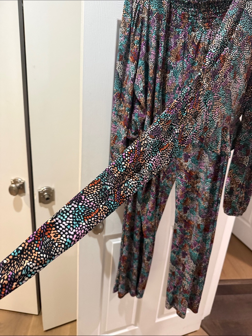 Bar III Multi-Color Tie-Front Printed Pantsuit - Picture 2 of 8